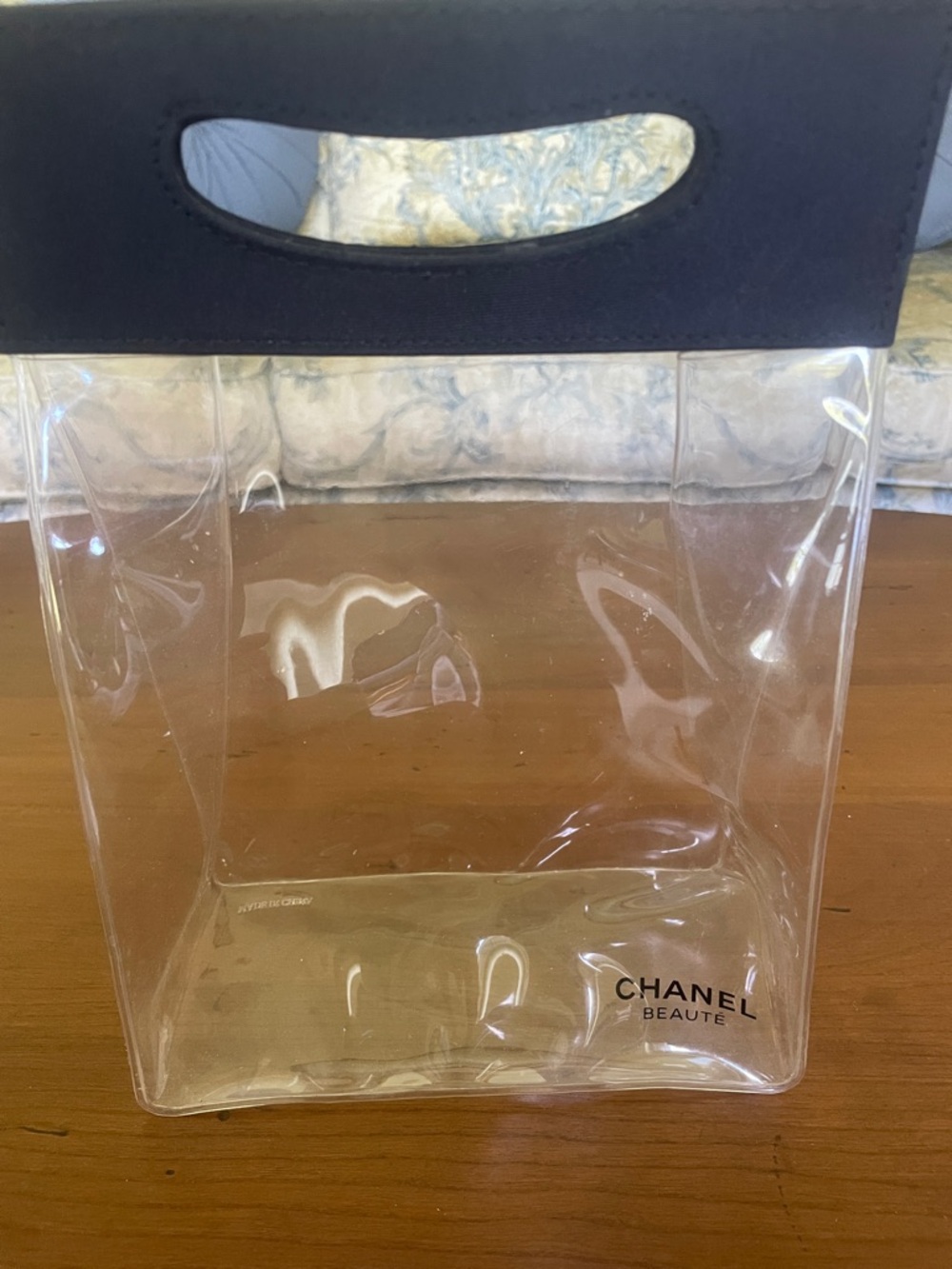 CHANEL Clear PVC Tote with Black Top Handle